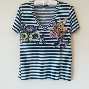 ETRO Striped Floral Graphic Women's Top Cotton Sise: 38 IT Oversized